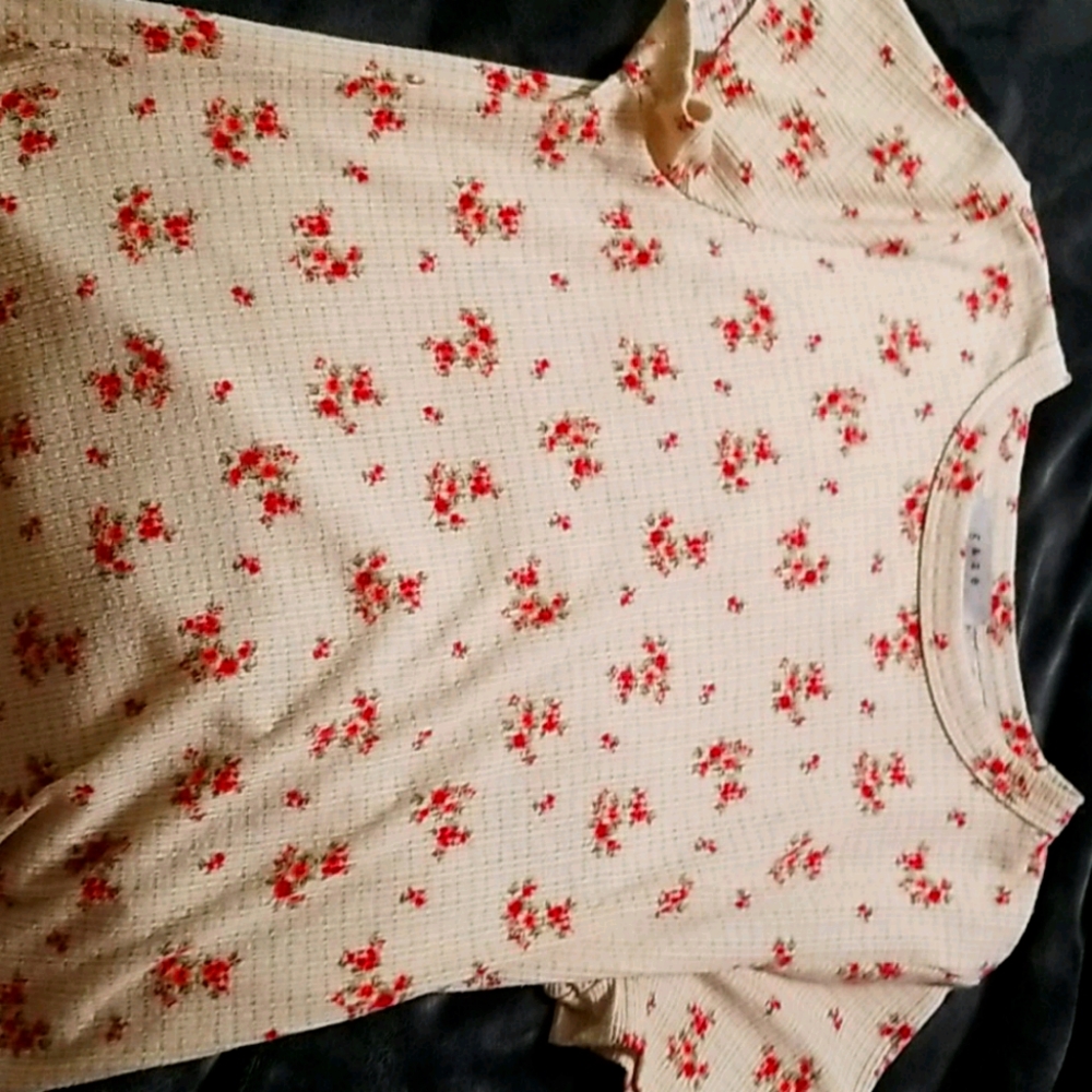 cute cream shirt with floral pattern size small